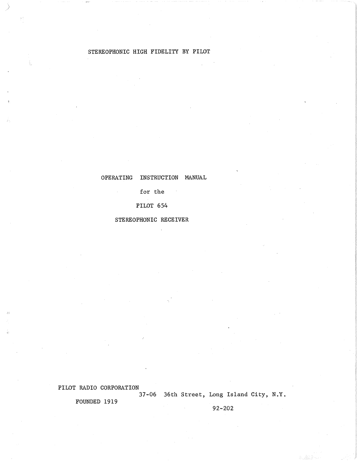 PILOT RADIO 654 User manual - ManualMachine.com