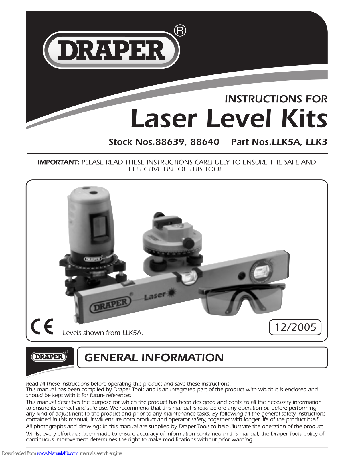 Draper LLK5A, LLK3 Instructions For - ManualMachine.com