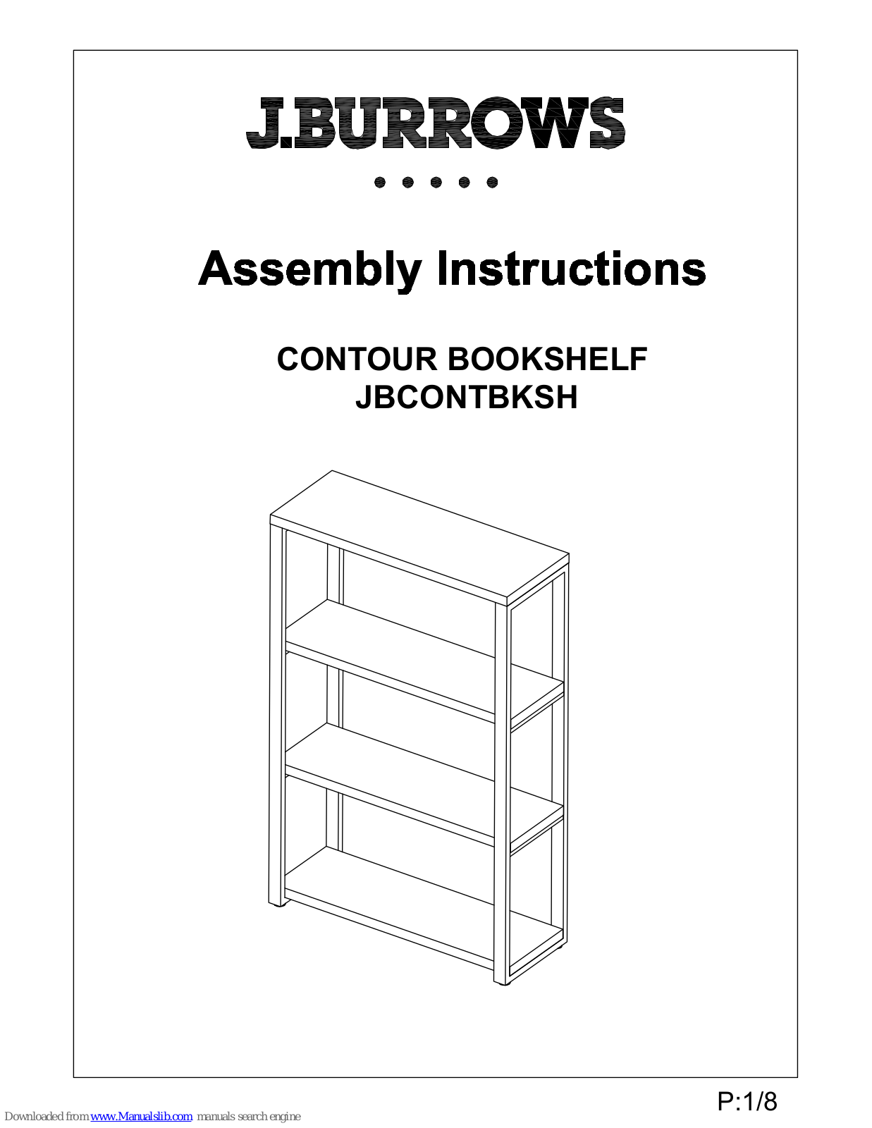 J.Burrows JBCONTBKSH Assembly Instructions Manual