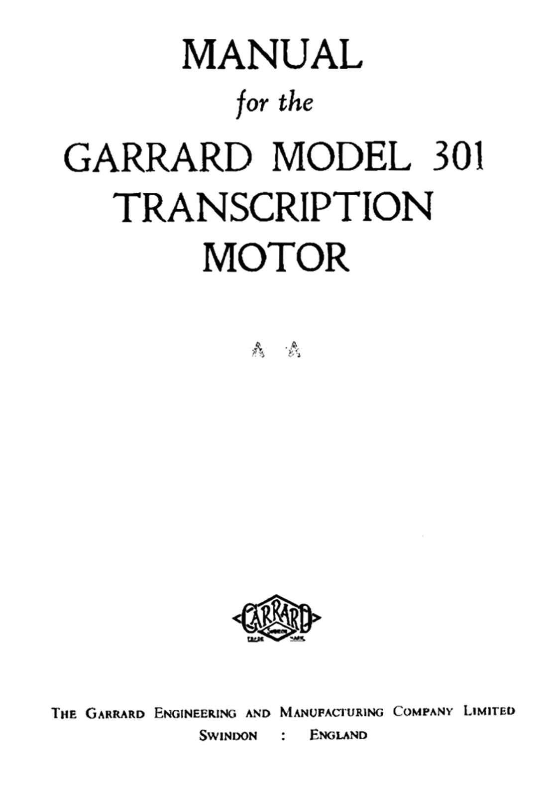 Garrard 301 Service Manual