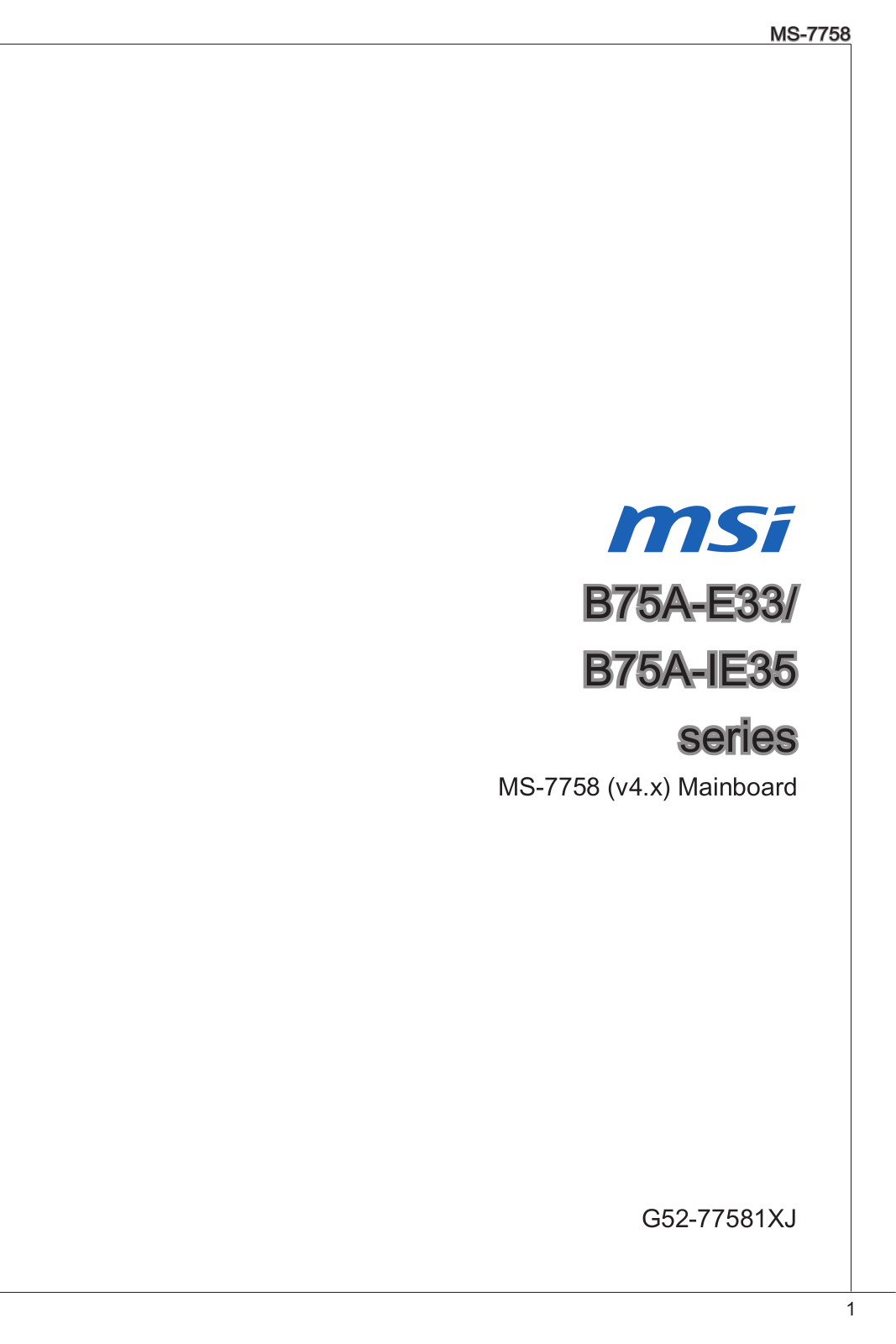 MSI B75A-E33 User Manual