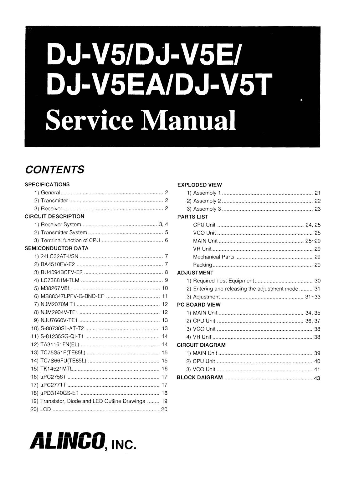 Alinco DJ-V5T, DJ-V5E, DJ-V5, DJ-V5EA User Manual