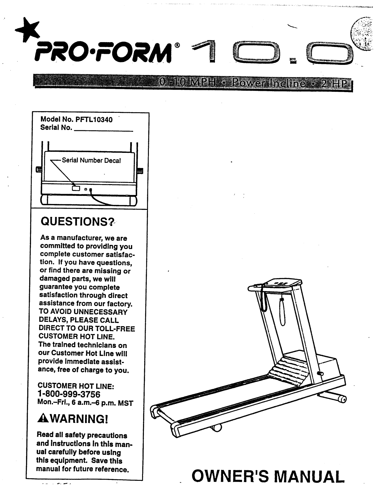 ProForm PFTL10340 User Manual