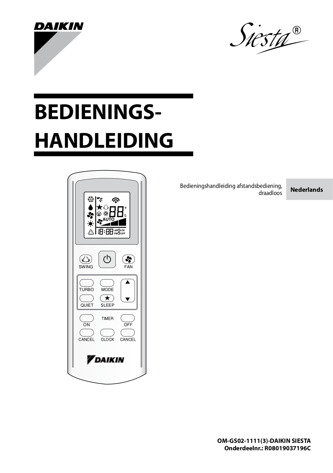 Daikin BRC52A61, BRC52A62, BRC52A63 Operation manuals