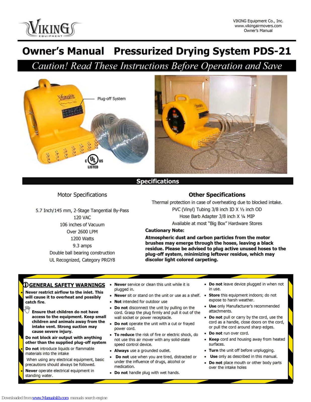 Viking PDS-21 Owner's Manual