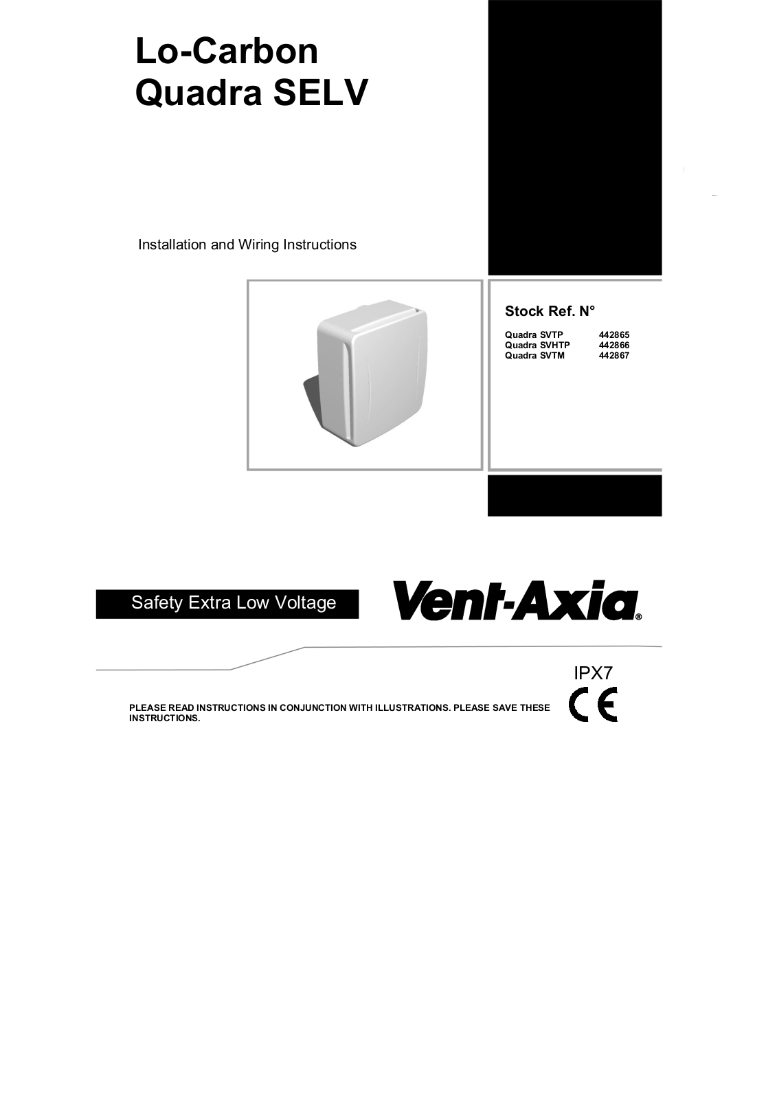 Vent-Axia Quadra SVTP, 442865, Quadra SVHTP, 442866, Quadra SVTM Installation Instructions - ManualMachine.com