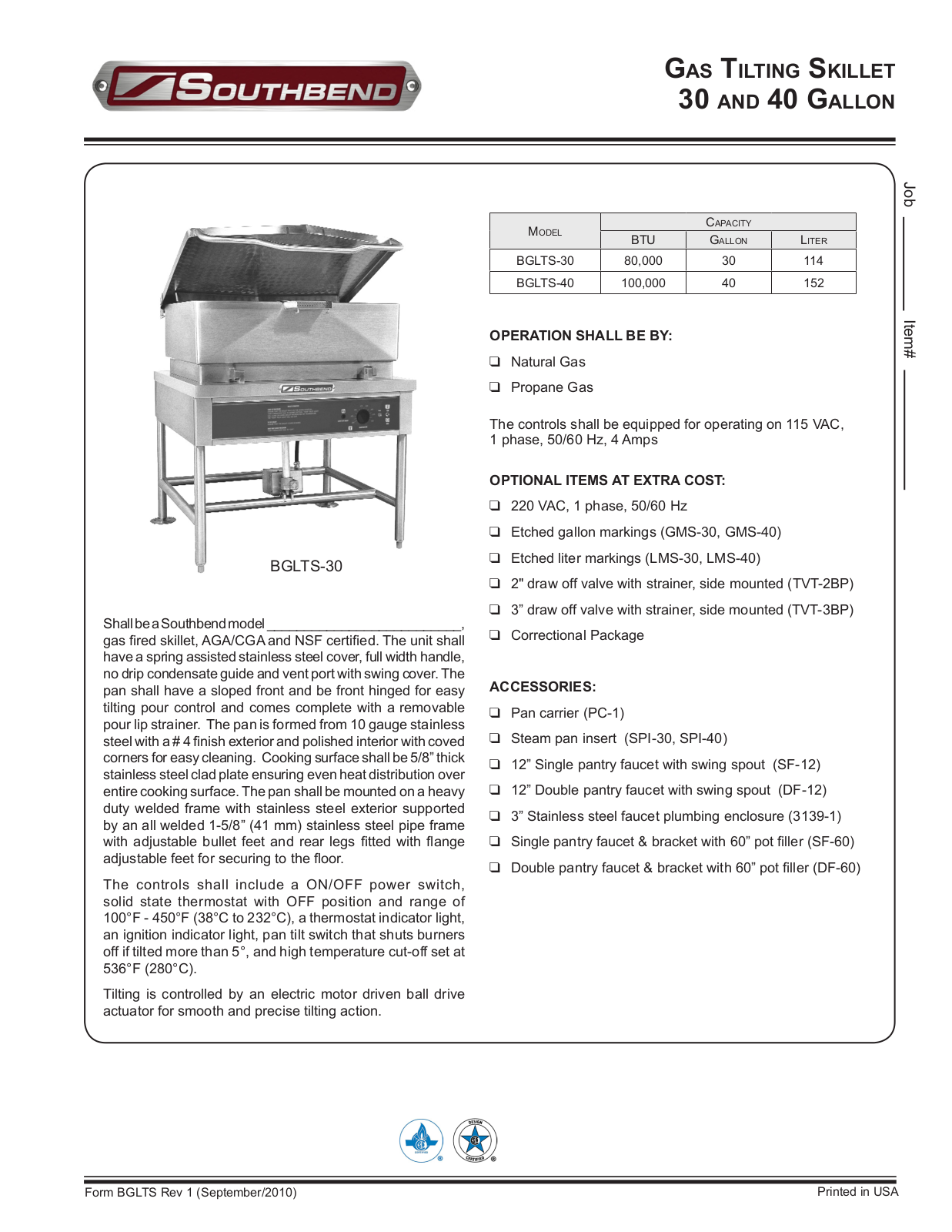 Southbend BGLTS-30, BGLTS-40 General Manual