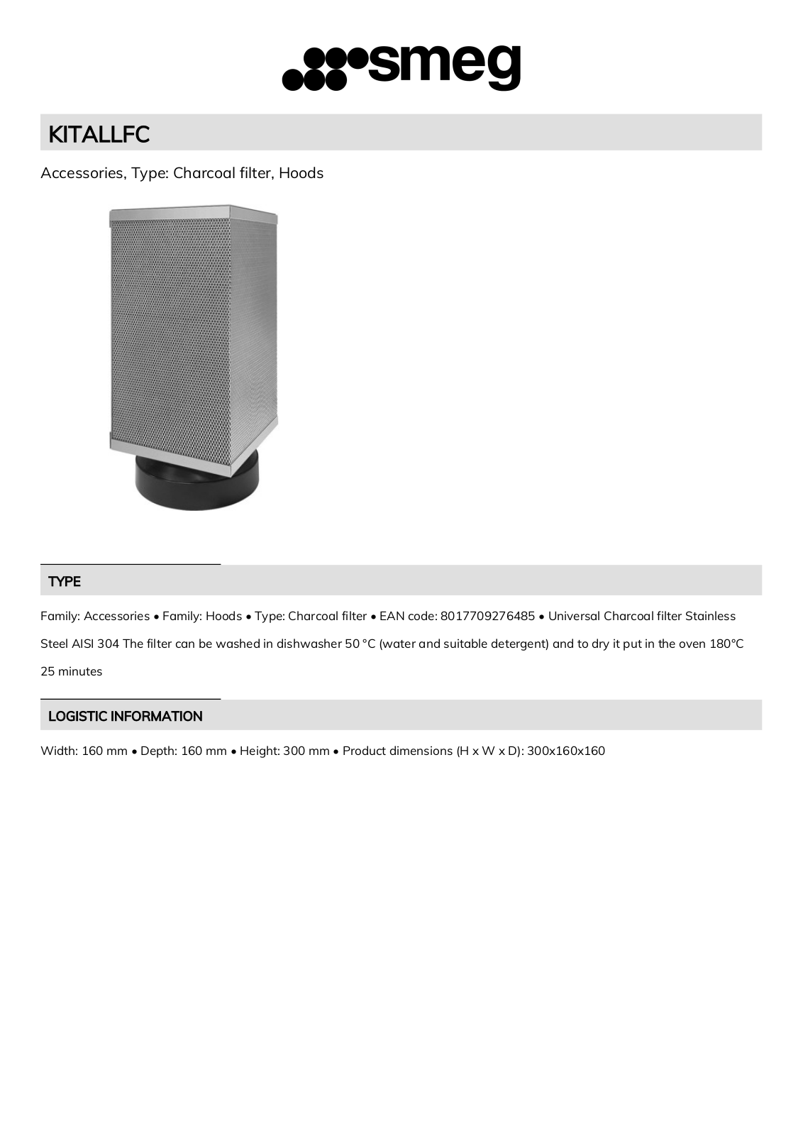 Smeg KITALLFC Technical sheet