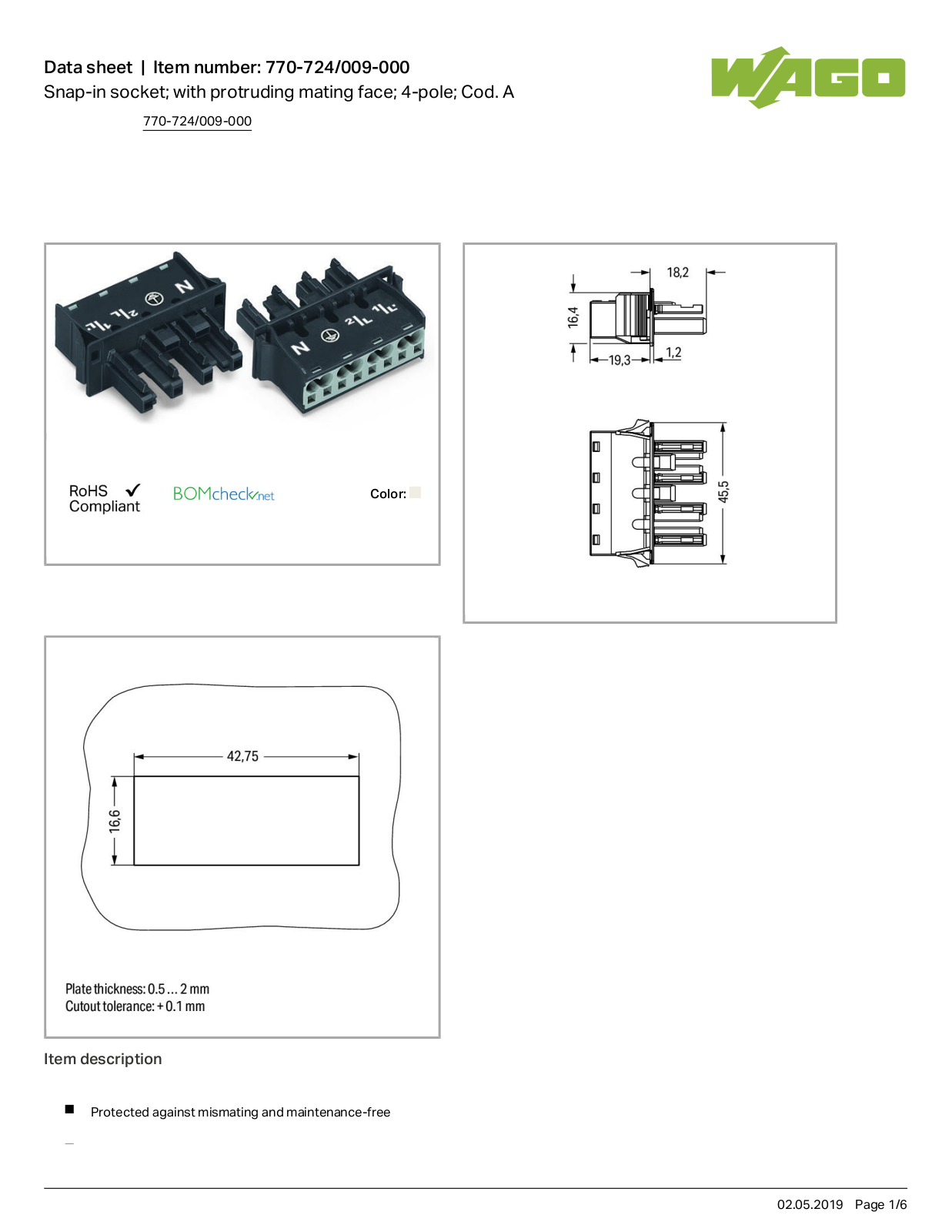 Wago 770-724/009-000 Data Sheet