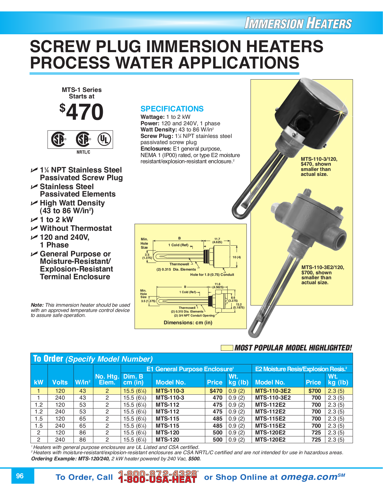 Omega Products MTS-110-3 User Manual