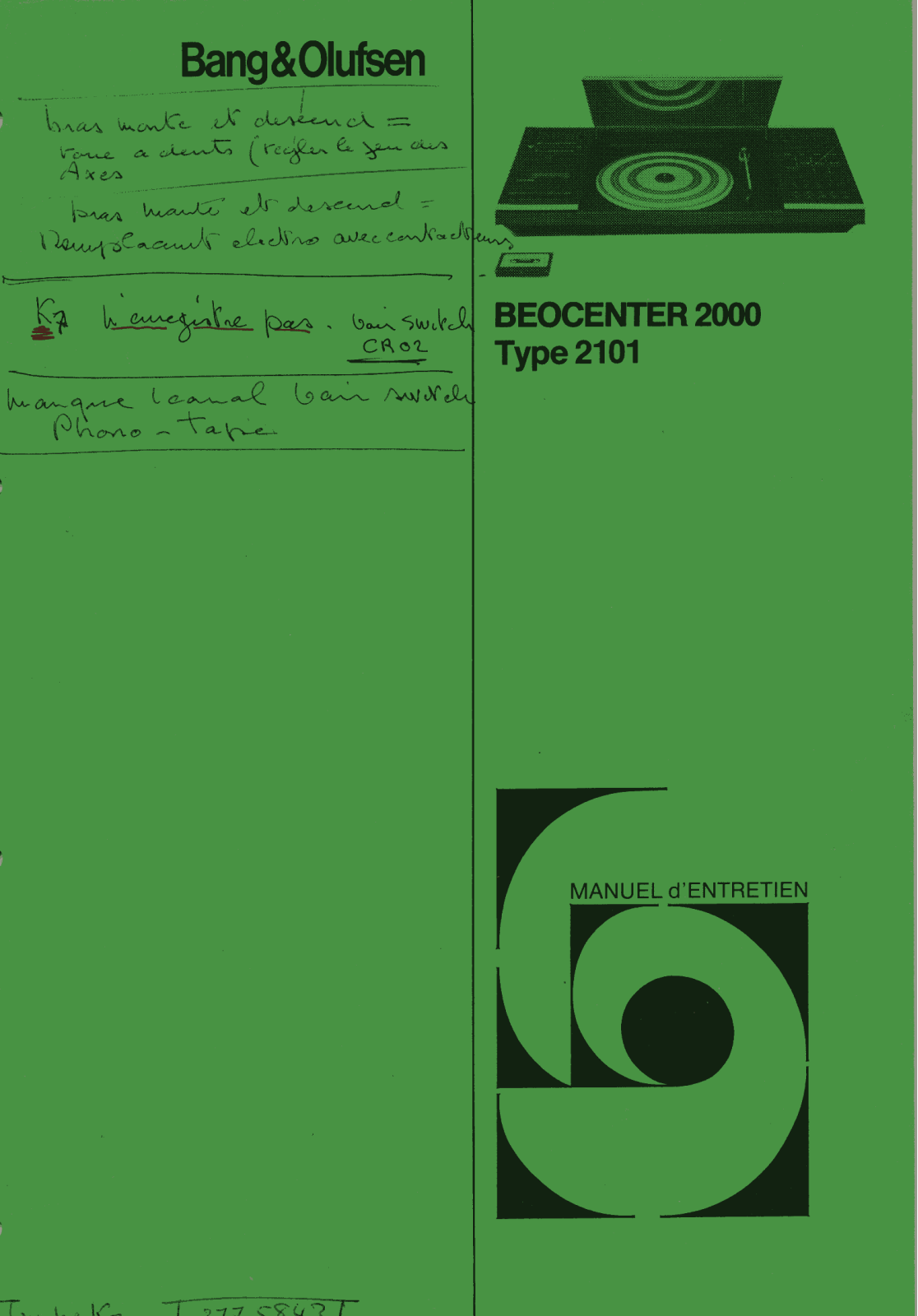 Bang and Olufsen Beocenter 2000 Schematic