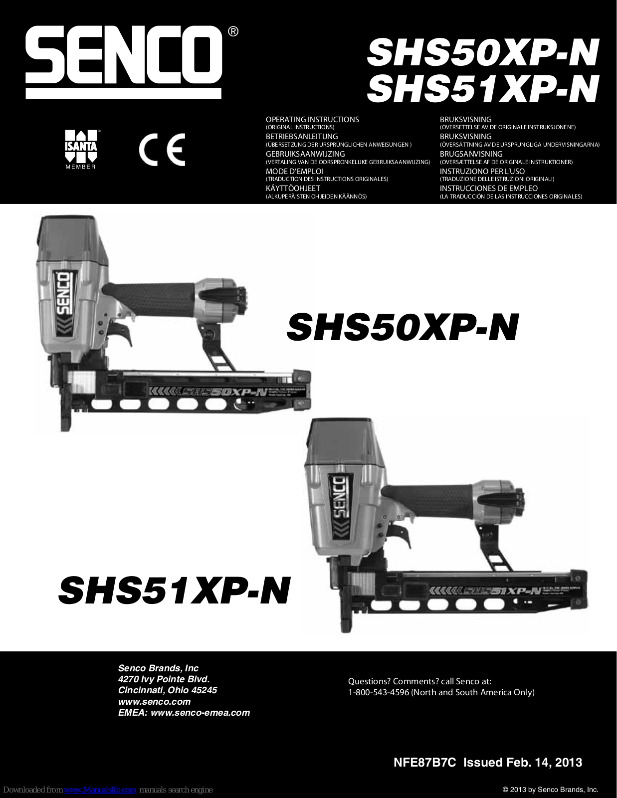 Senco SHS50XP-N, SHS51XP-N Operating Instructions Manual