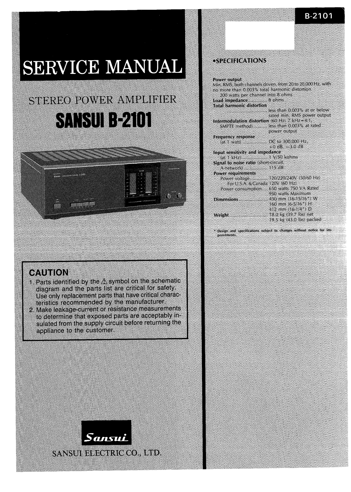 Sansui B-2101 Service manual