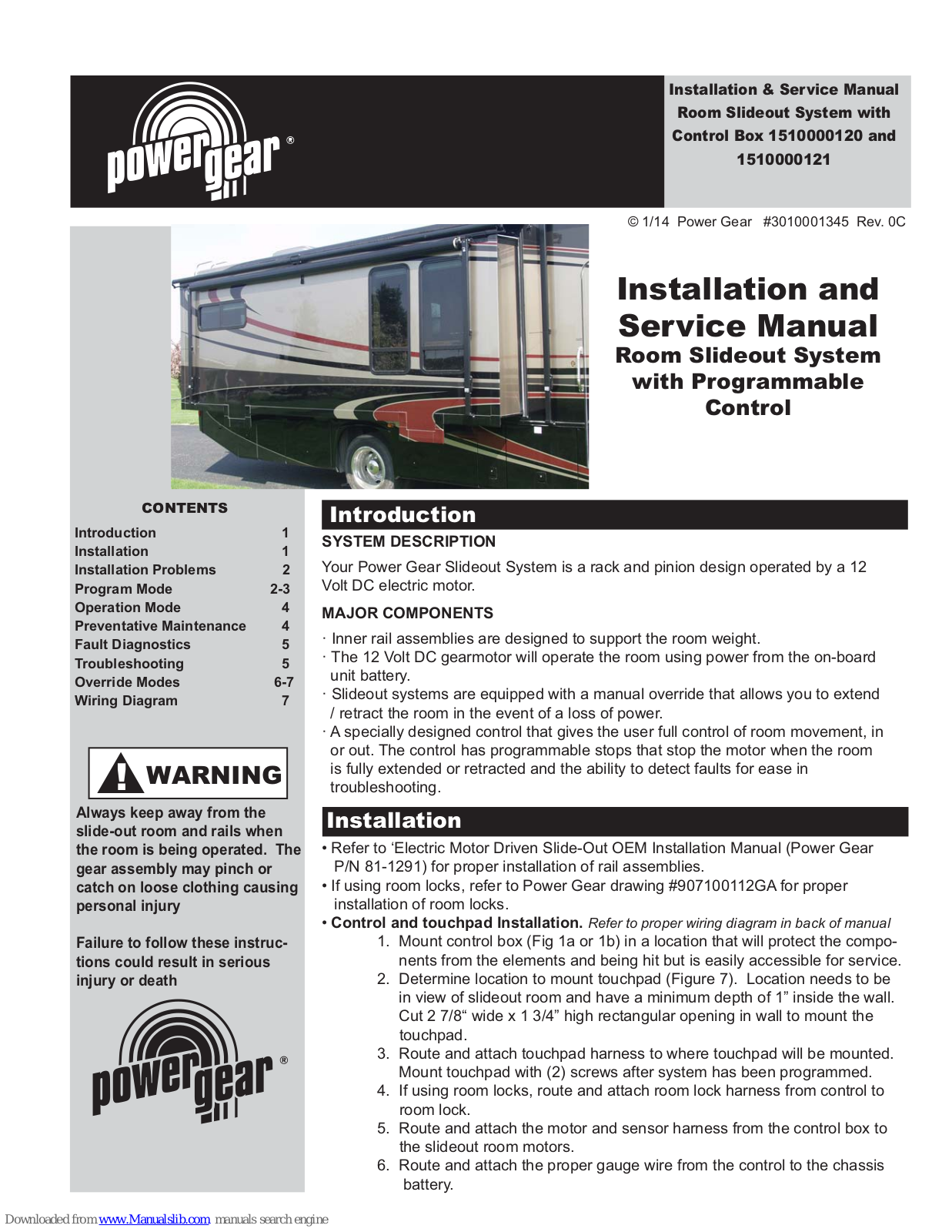 Power Gear 1510000120, 1510000121 Installation & Service Manual