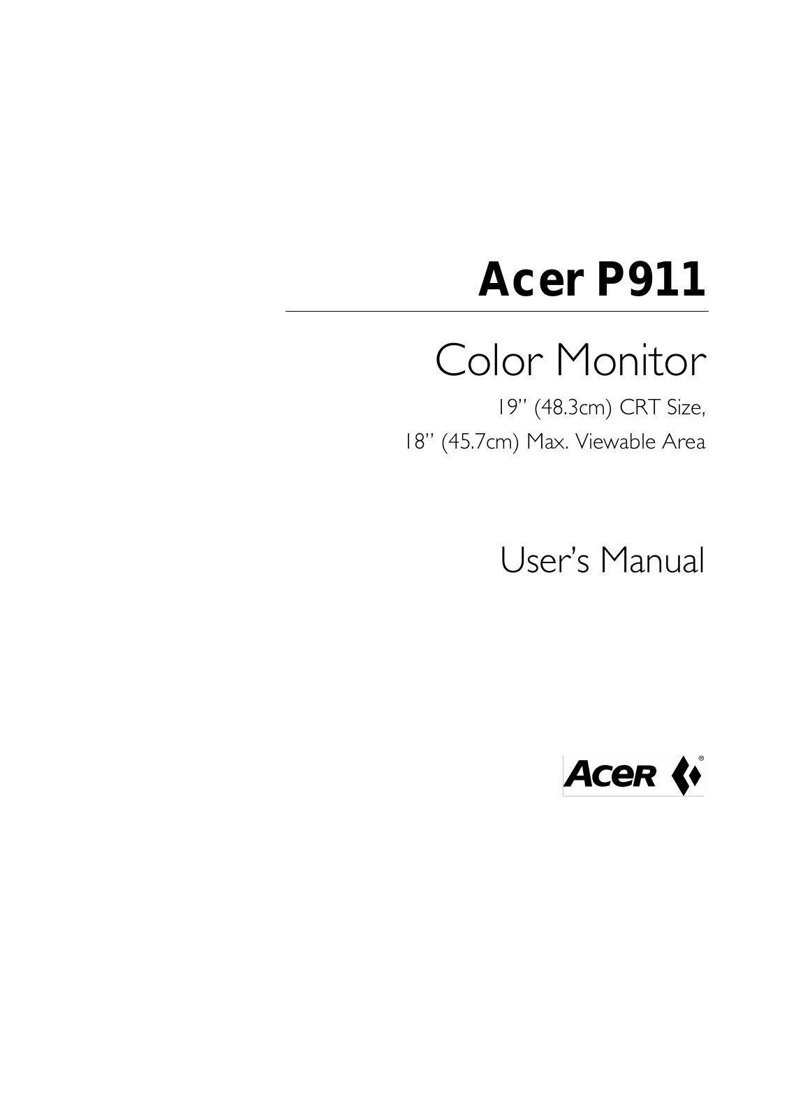 Benq P911, P911 User Manual