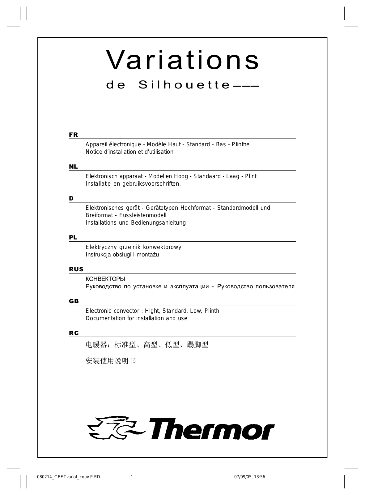 THERMOR VARIATIONS DE SILHOUETTE User Manual