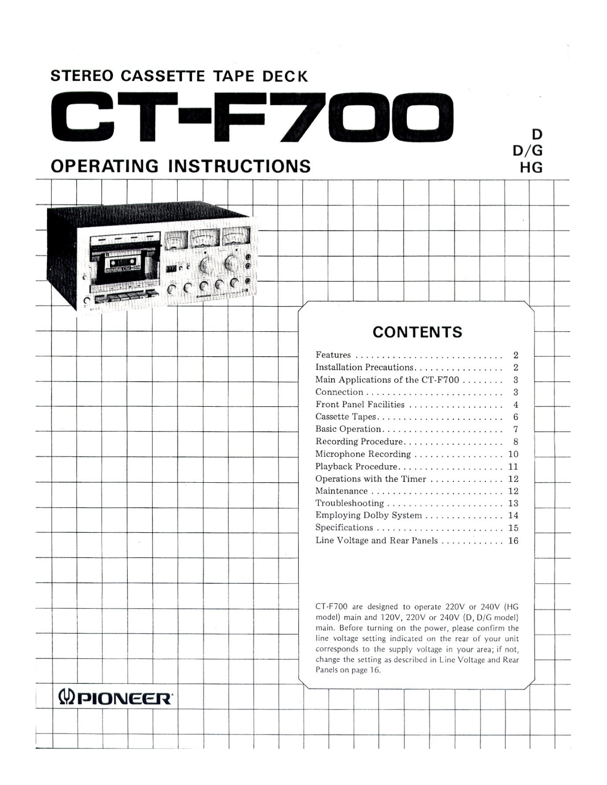 Pioneer CTF-700 Owners manual