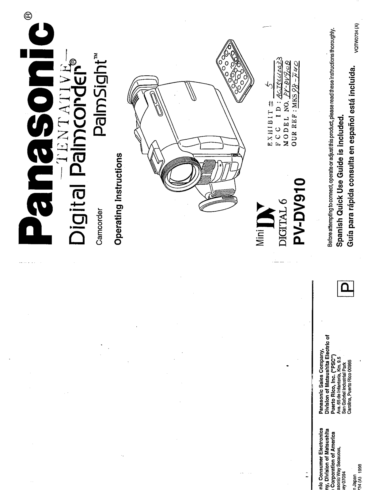 Panasonic 5LU0033 Users Manual
