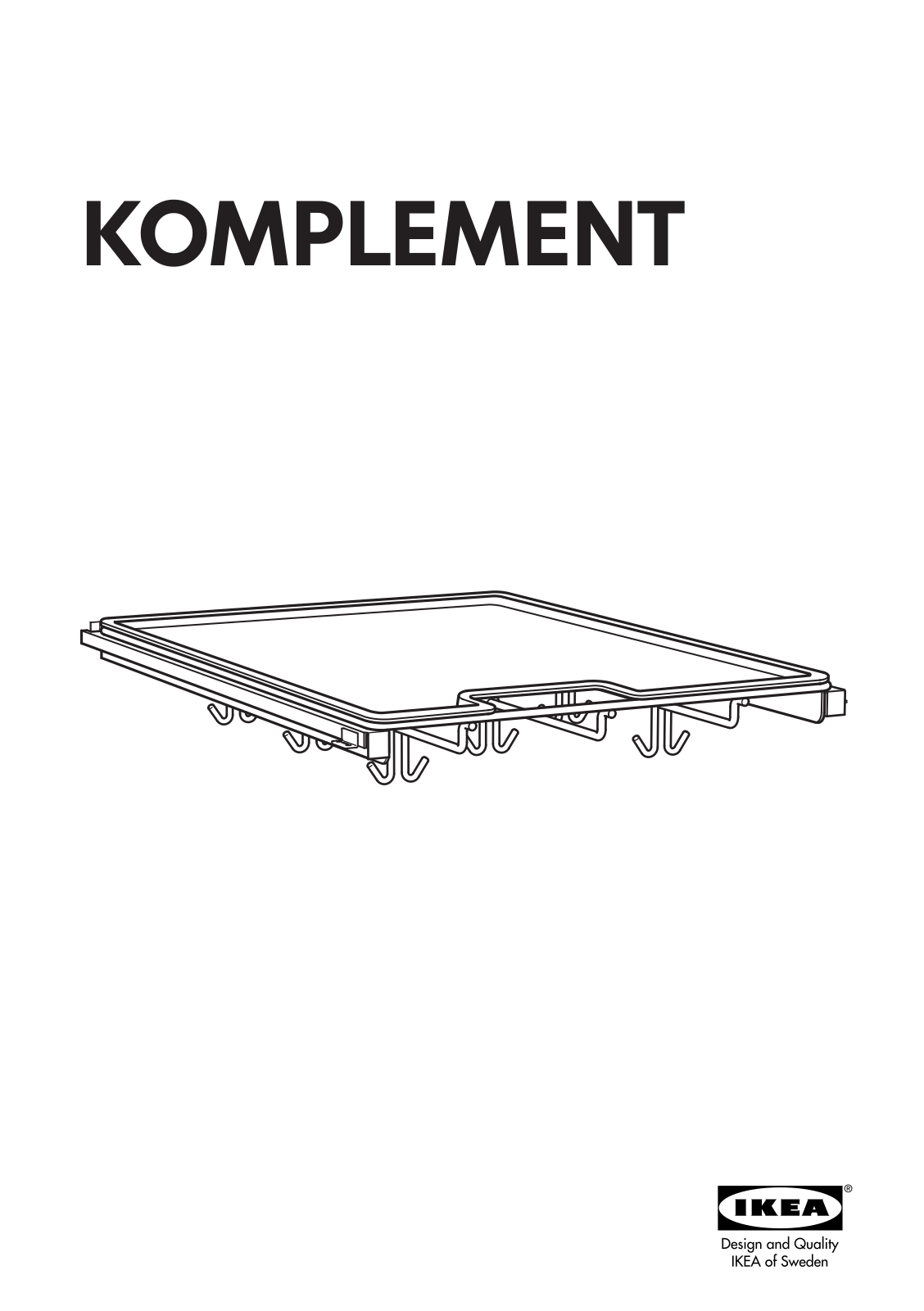 IKEA KOMPLEMENT PULL-OUT SHELF W-HOOKS 20X23 Assembly Instruction