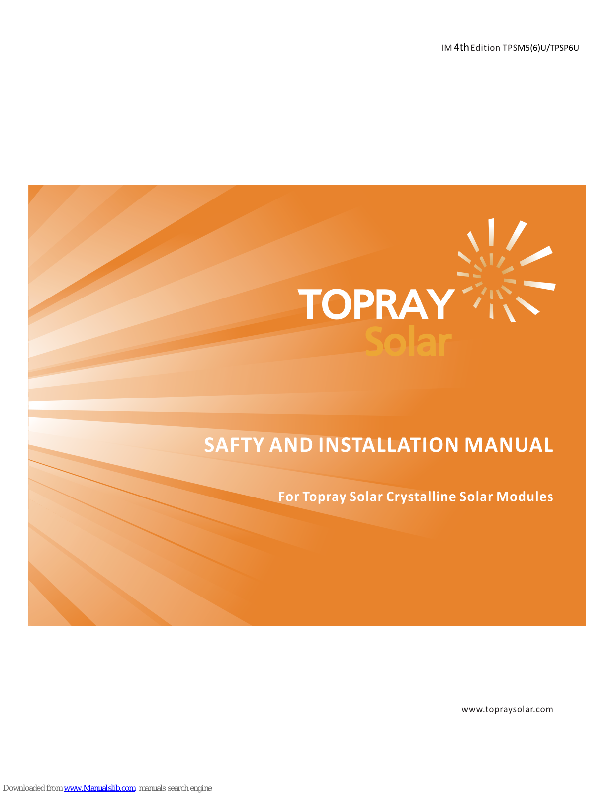 Topray Solar TPSM5U, TPSM6U, TPSP6U Safety And Installation Manual