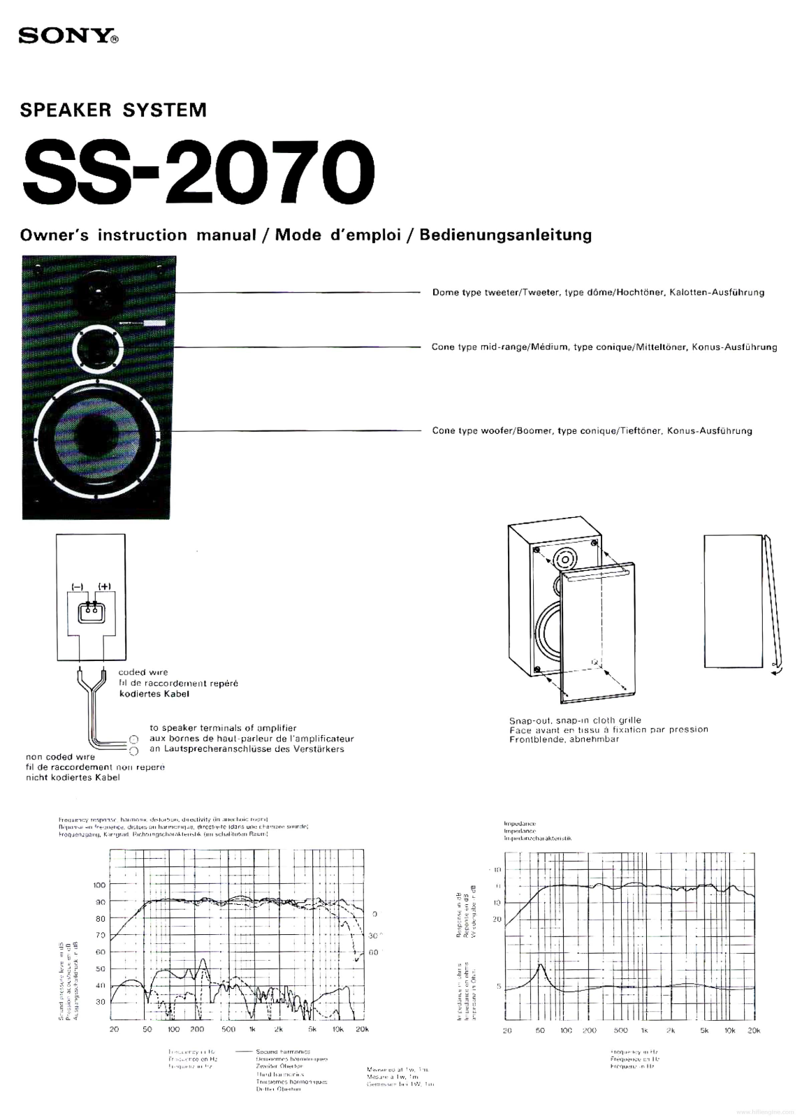 SONY SS-2070 User Manual