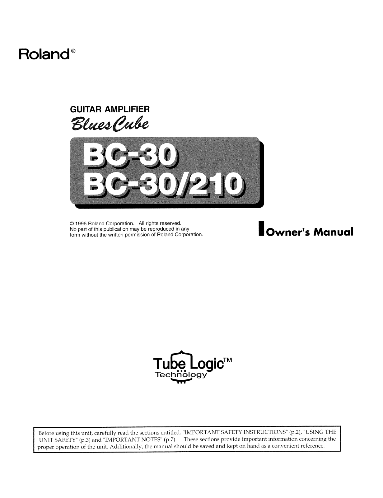 Roland Corporation BC-30 Owner's Manual