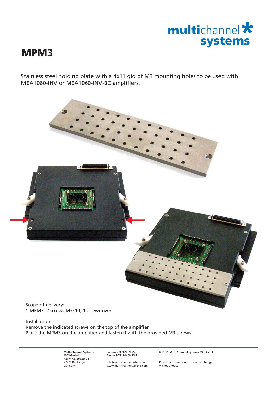 Multichannel Systems MPM3 User Manual