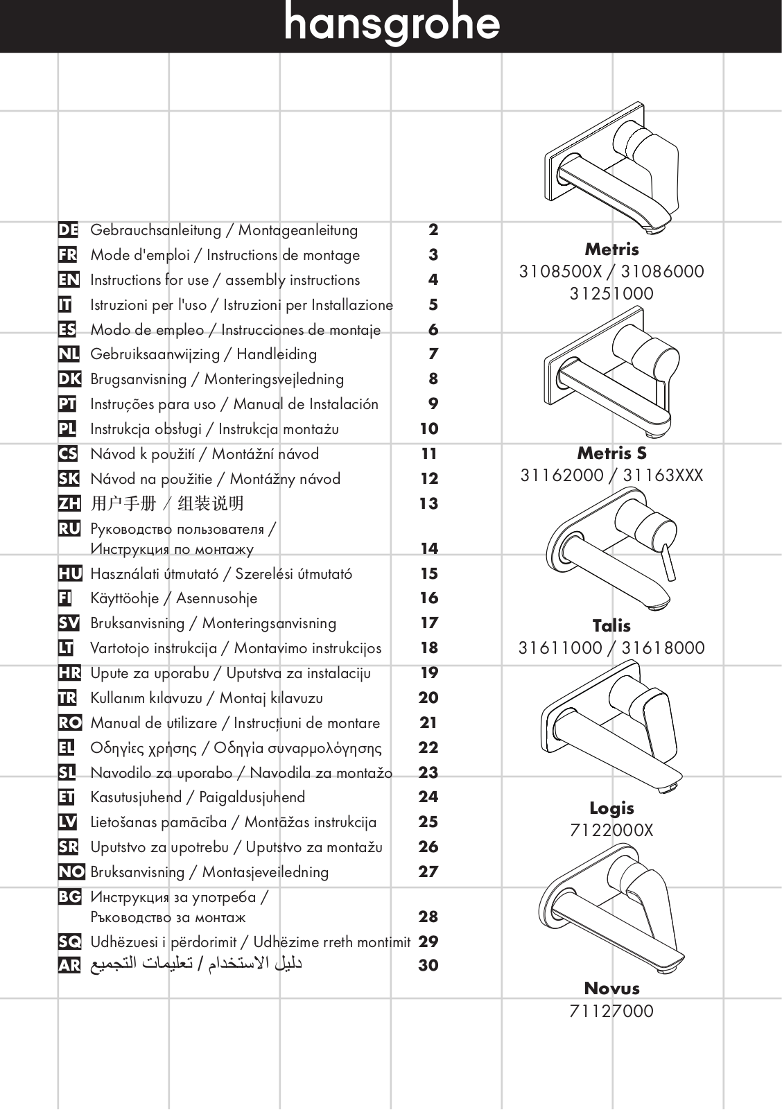 Hansgrohe 71127000 User Manual