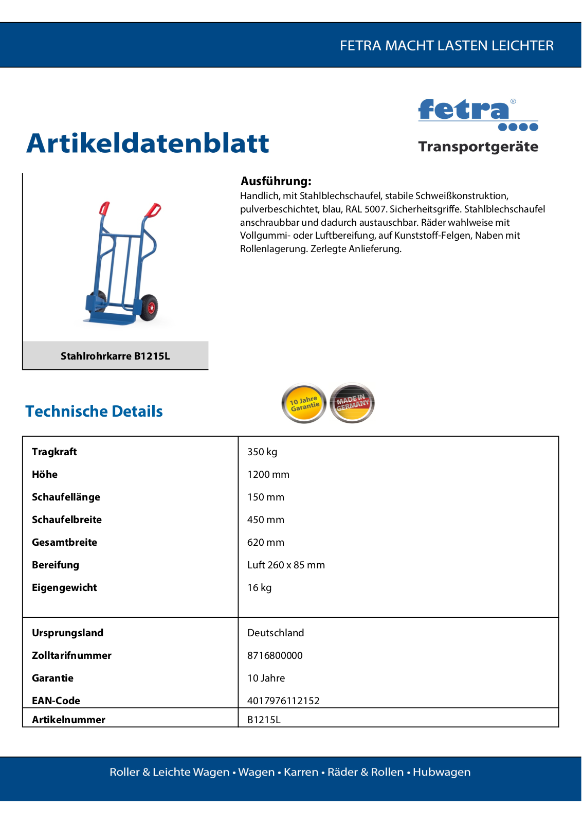 fetra B1215L User Manual