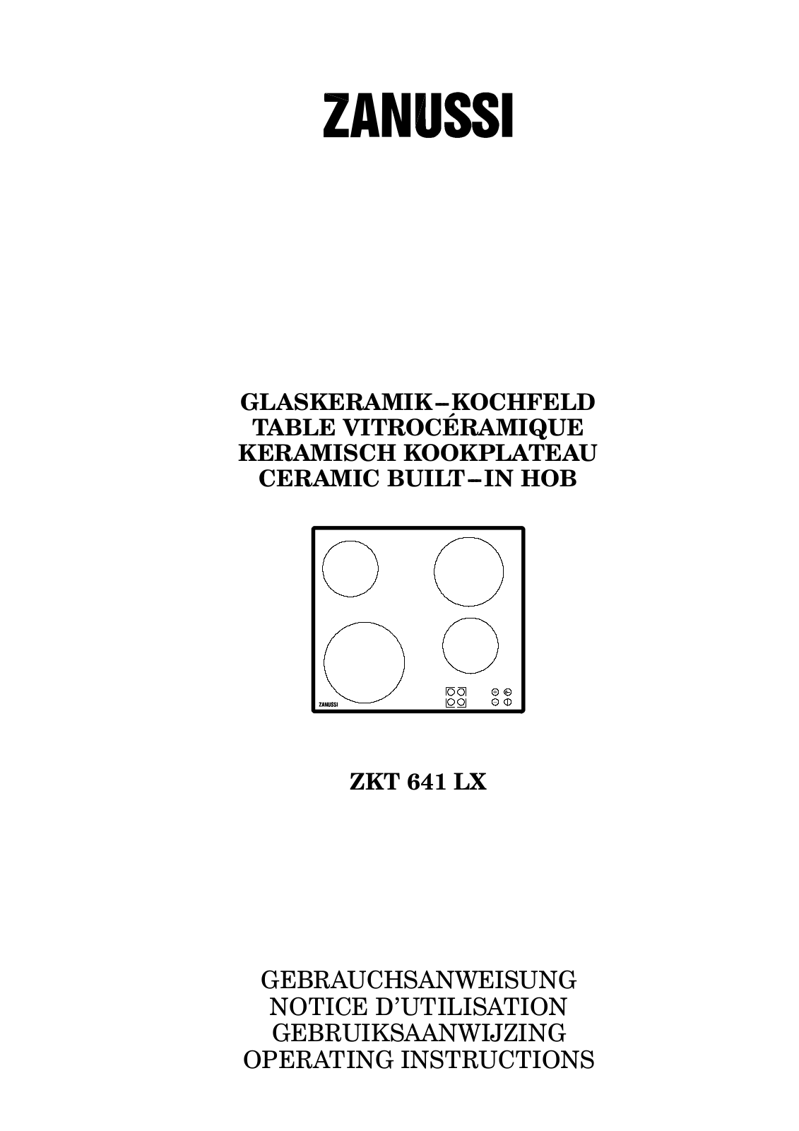 ZANUSSI ZKT641LX, ZKT641H User Manual