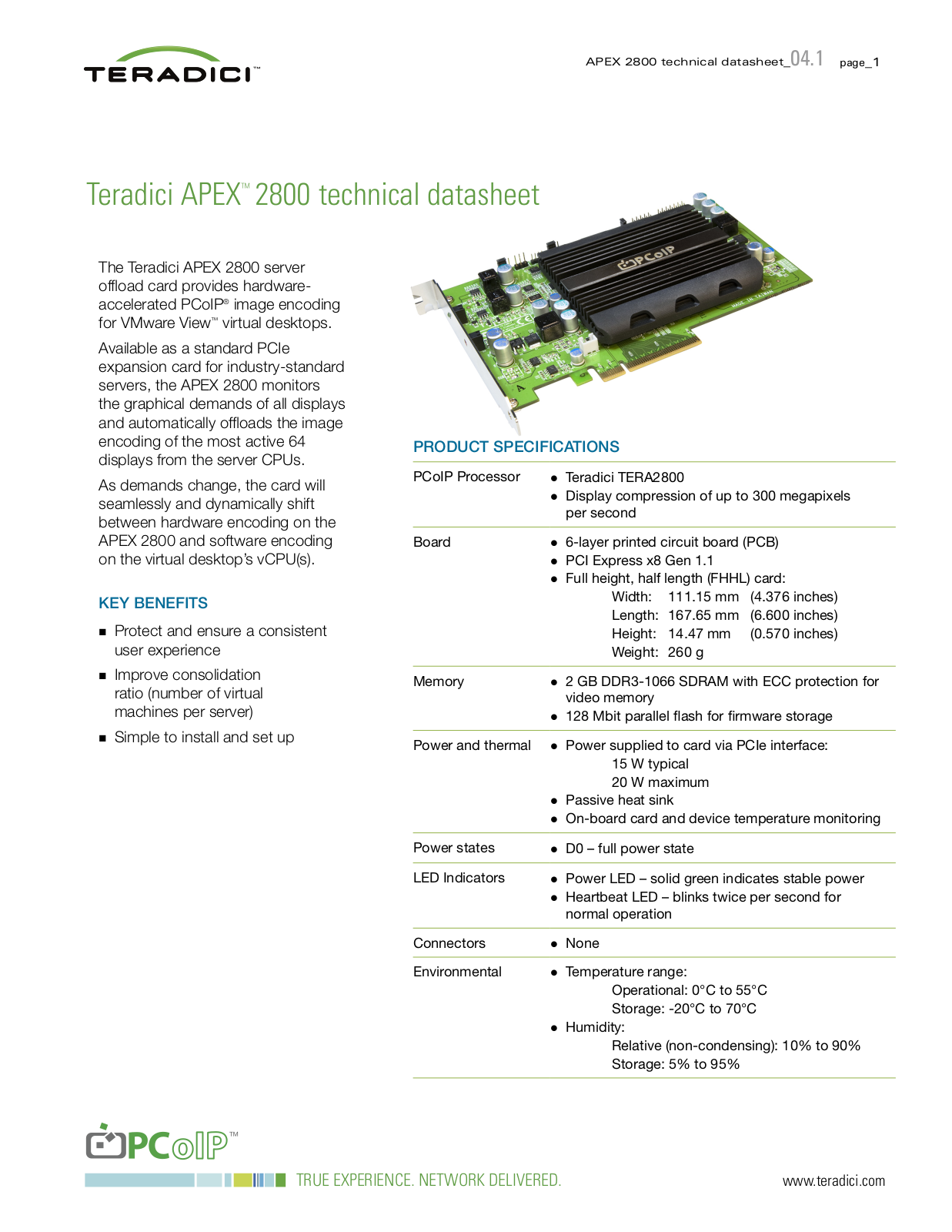 Teradici APEX 2800 Specifications