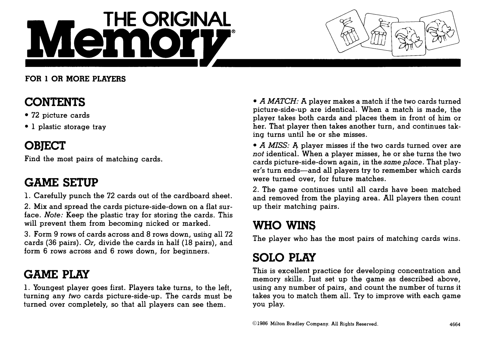 Hasbro MEMORY User Manual