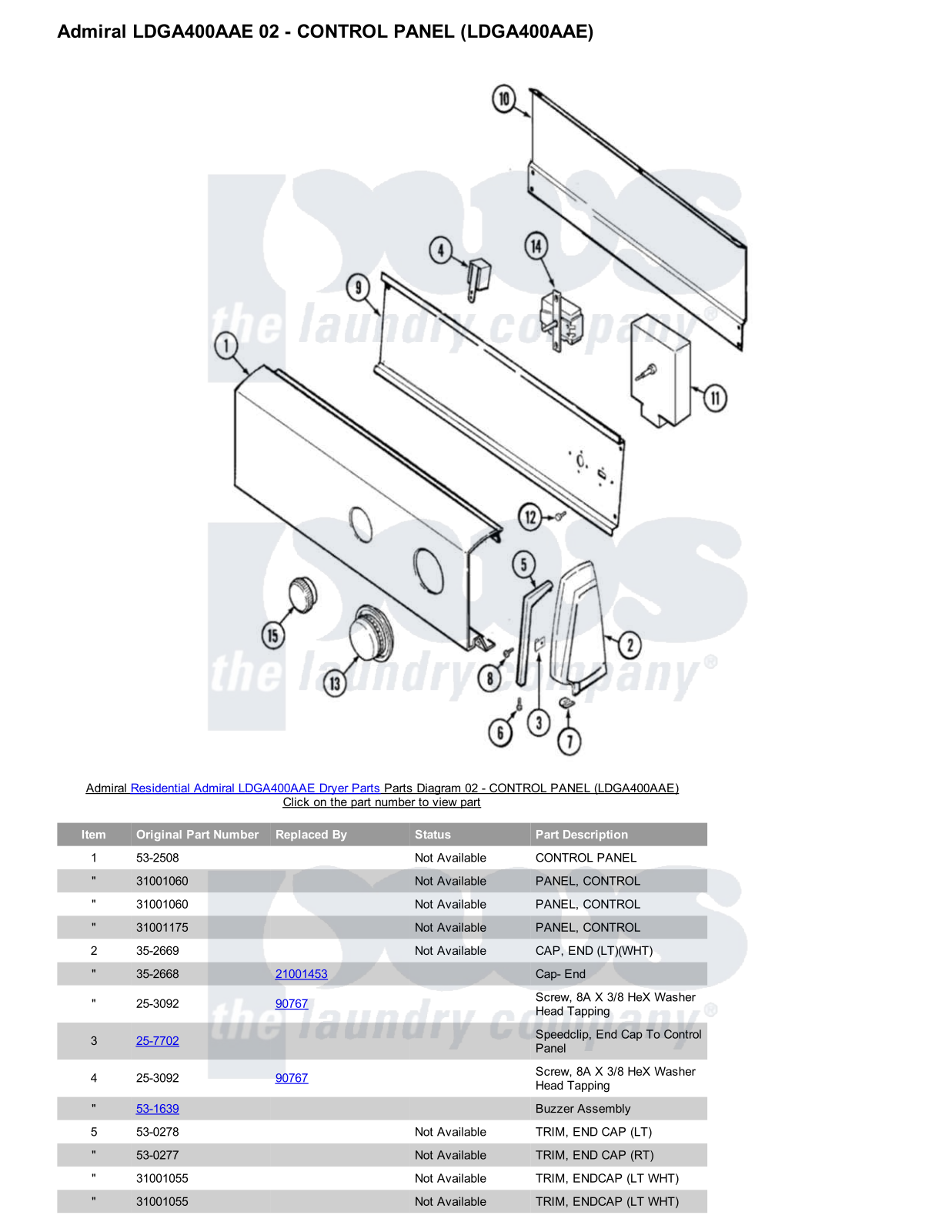 Admiral LDGA400AAE Parts Diagram