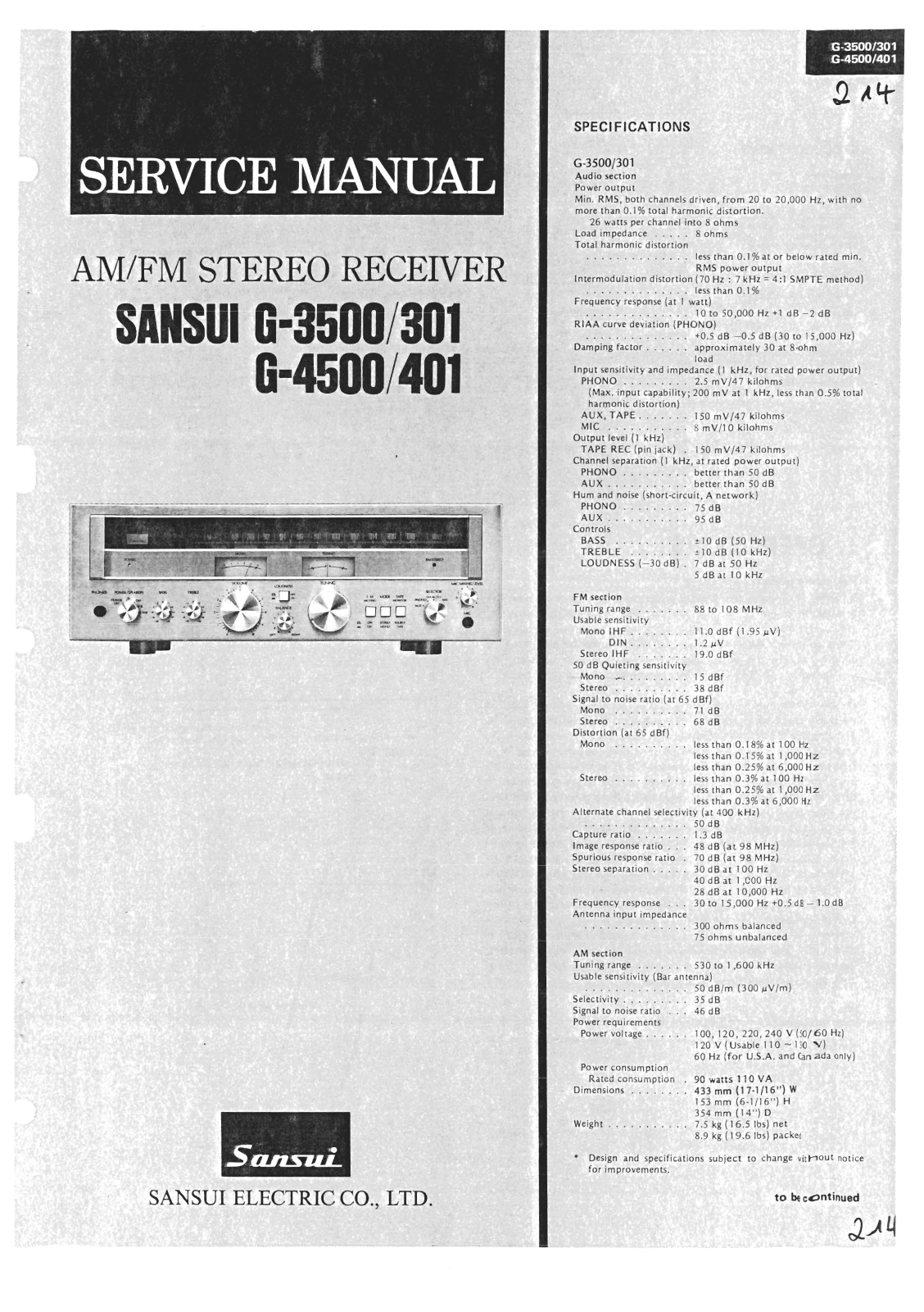 Sansui G-3500 Service Manual