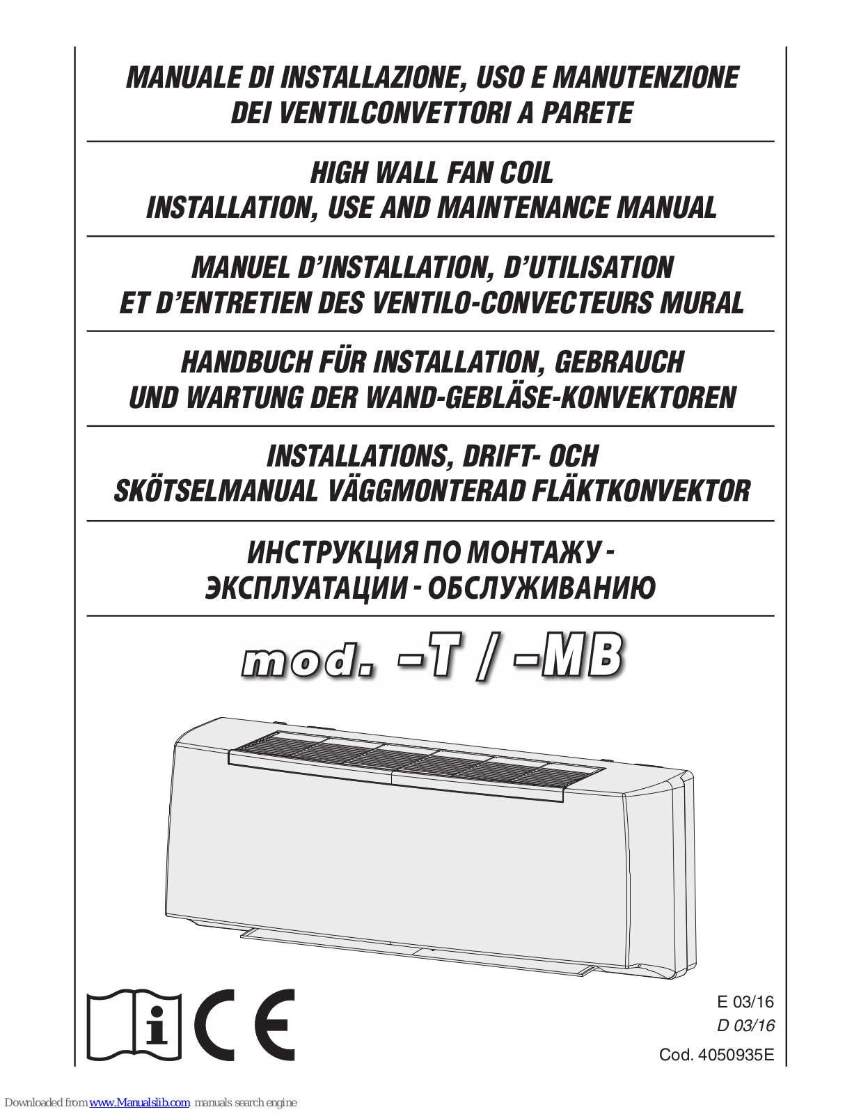 Eveco T, MB Installation, Use And Maintenance Manual - ManualMachine.com