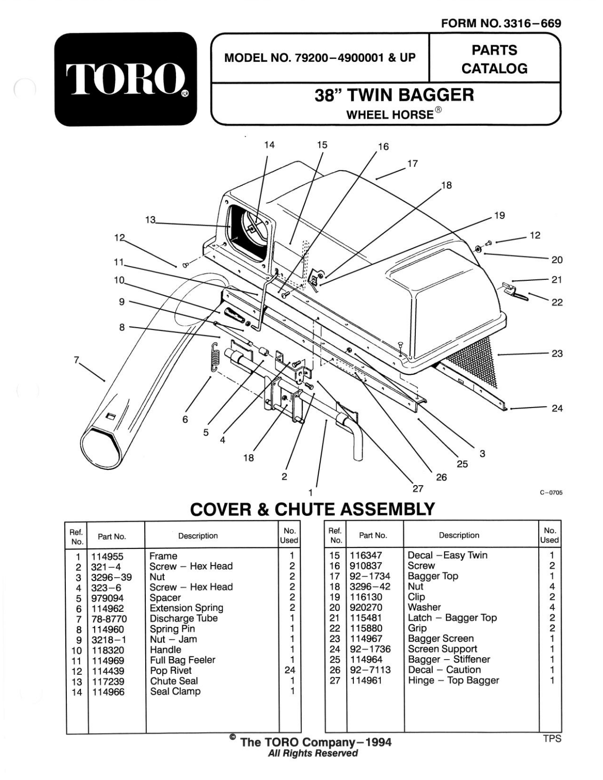 Toro 79200 Parts Catalogue