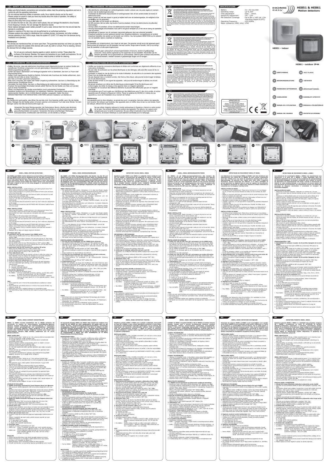 Home Easy HE851, HE861 User Manual