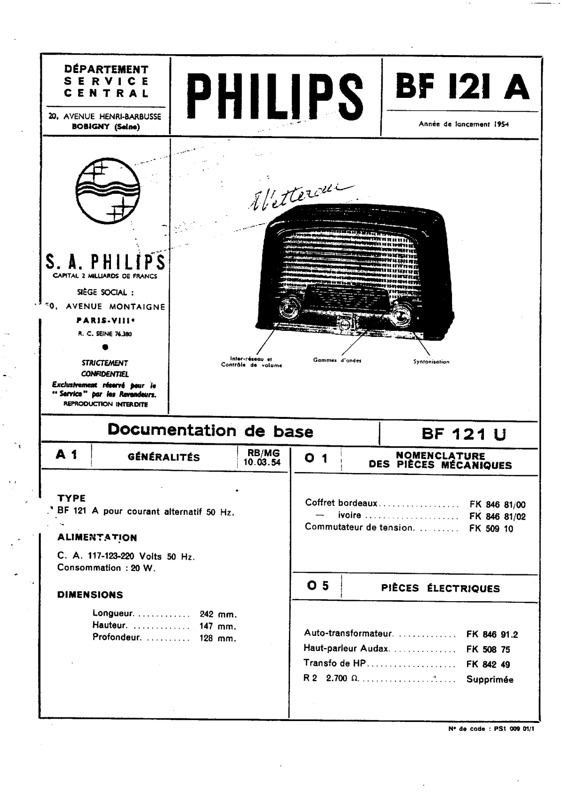 Philips BF-121-A Service Manual