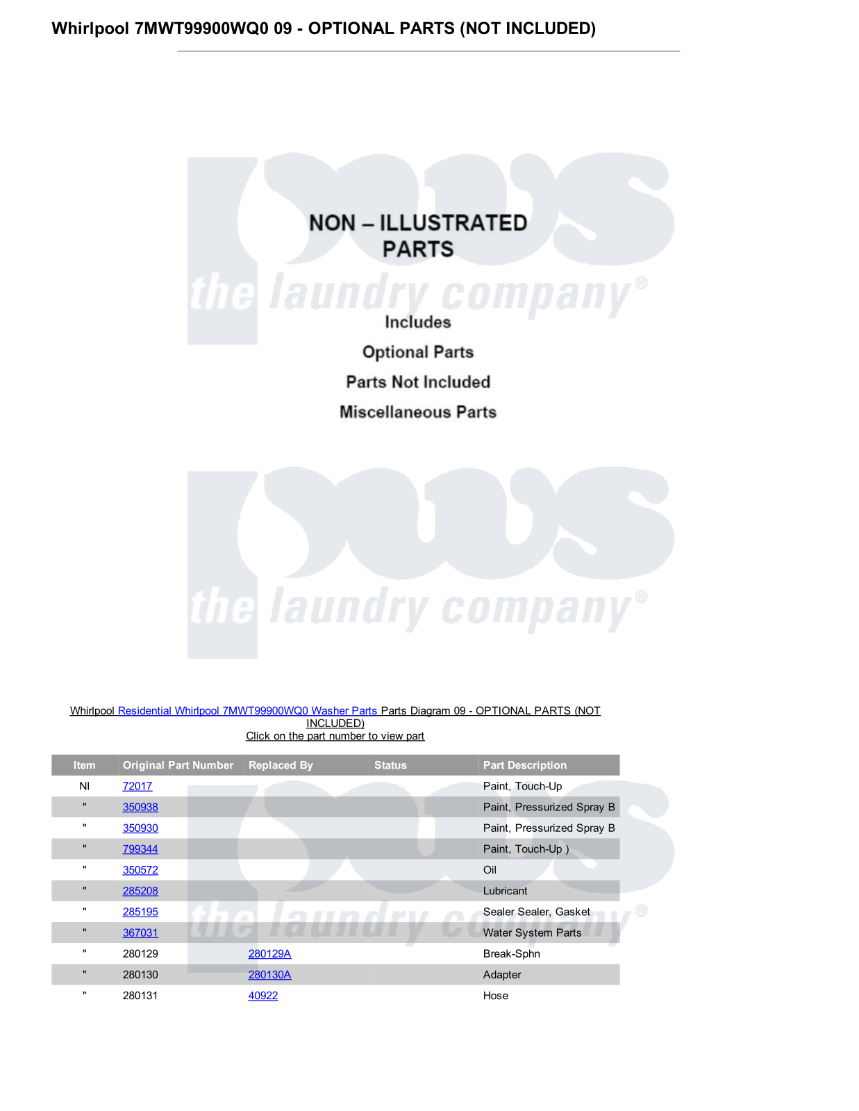 Whirlpool 7MWT99900WQ0 Parts Diagram