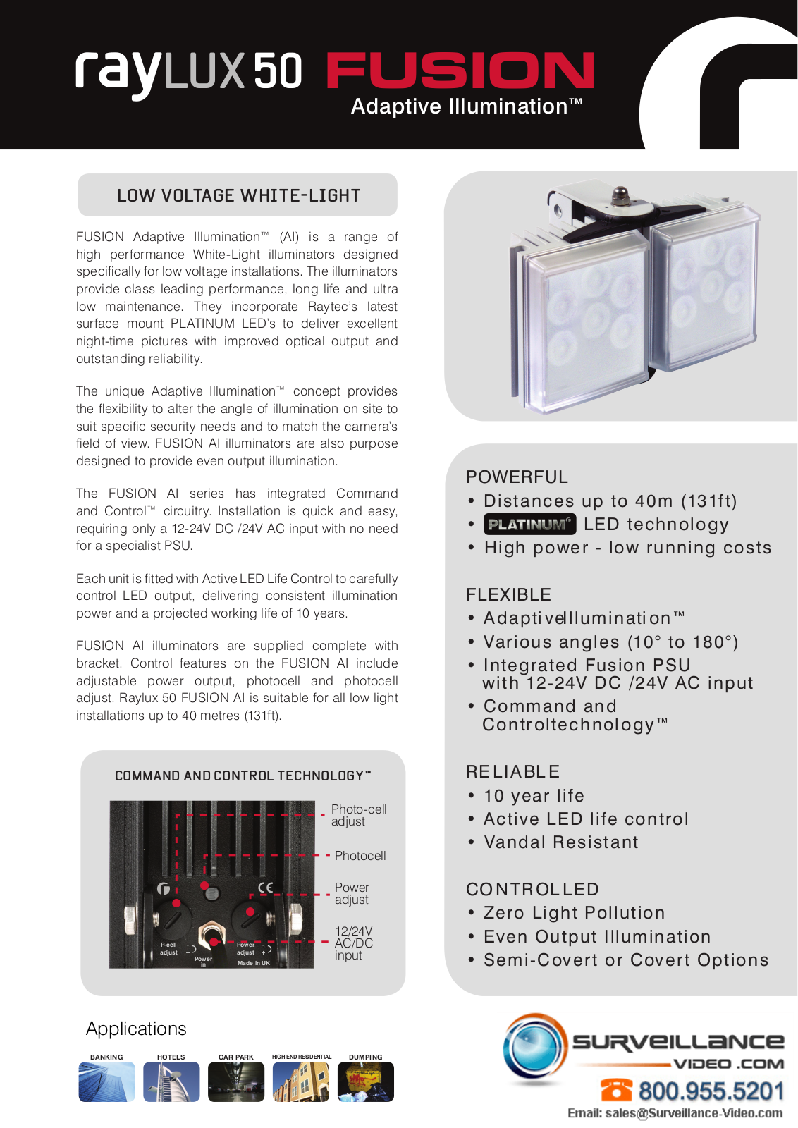 Raytec RL50-F-AI-120, RL50-F-AI-30, RL50-F-AI-50 Specsheet