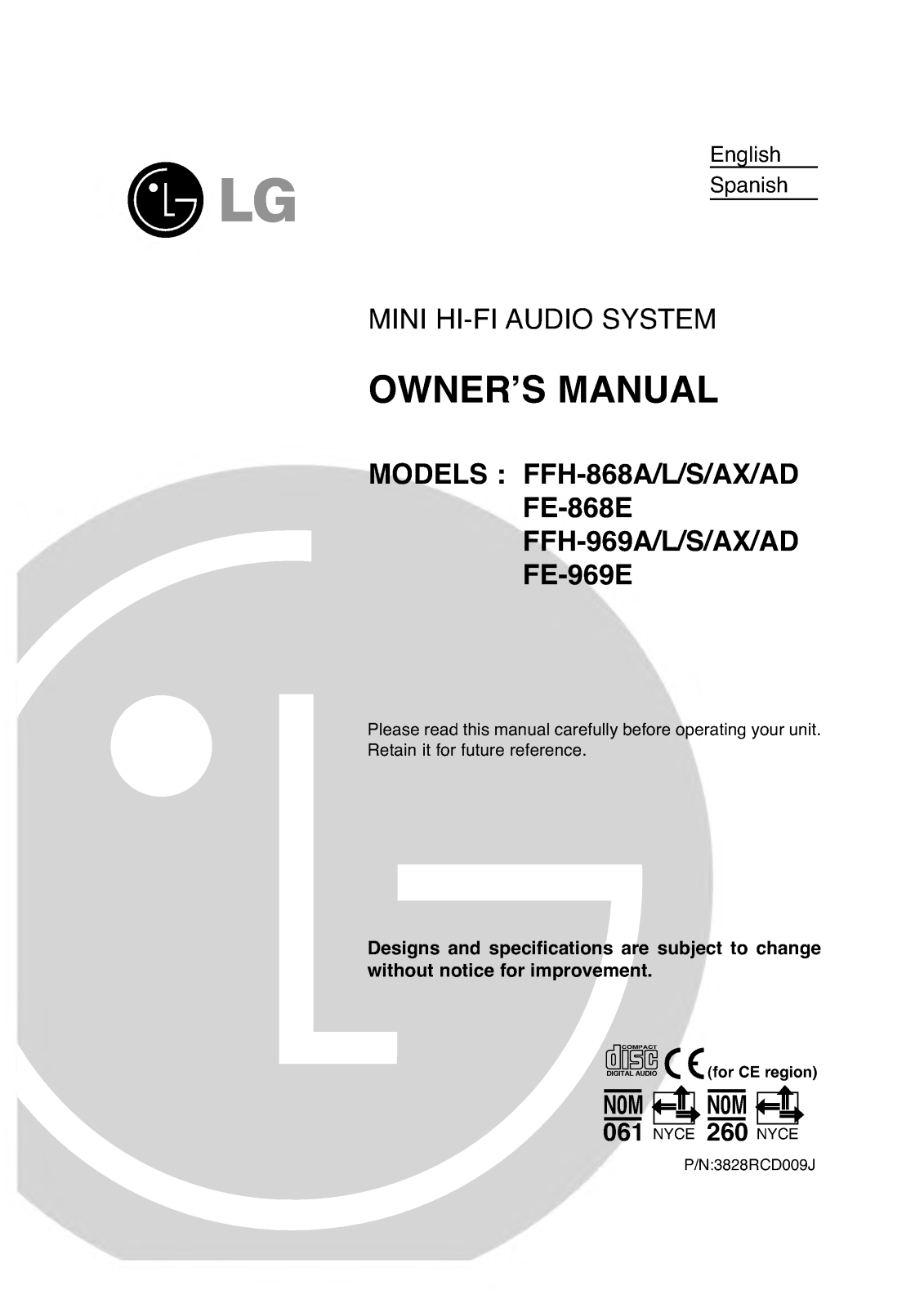 LG FFH-969A User Manual