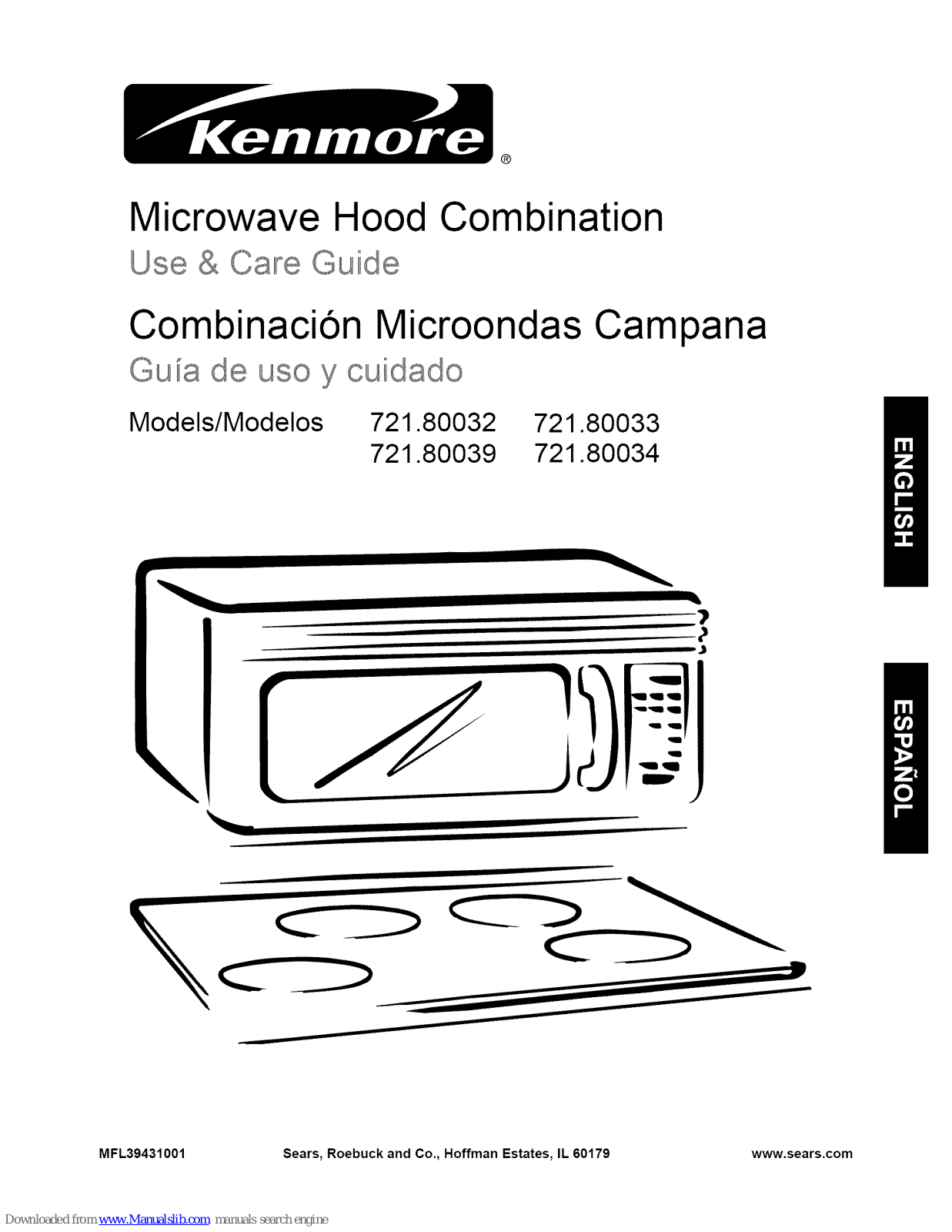 Kenmore MICROWAVE HOOD COMBINATION 721.80033, 721.80032, 721.80039 Use & Care Manual - ManualMachine.com