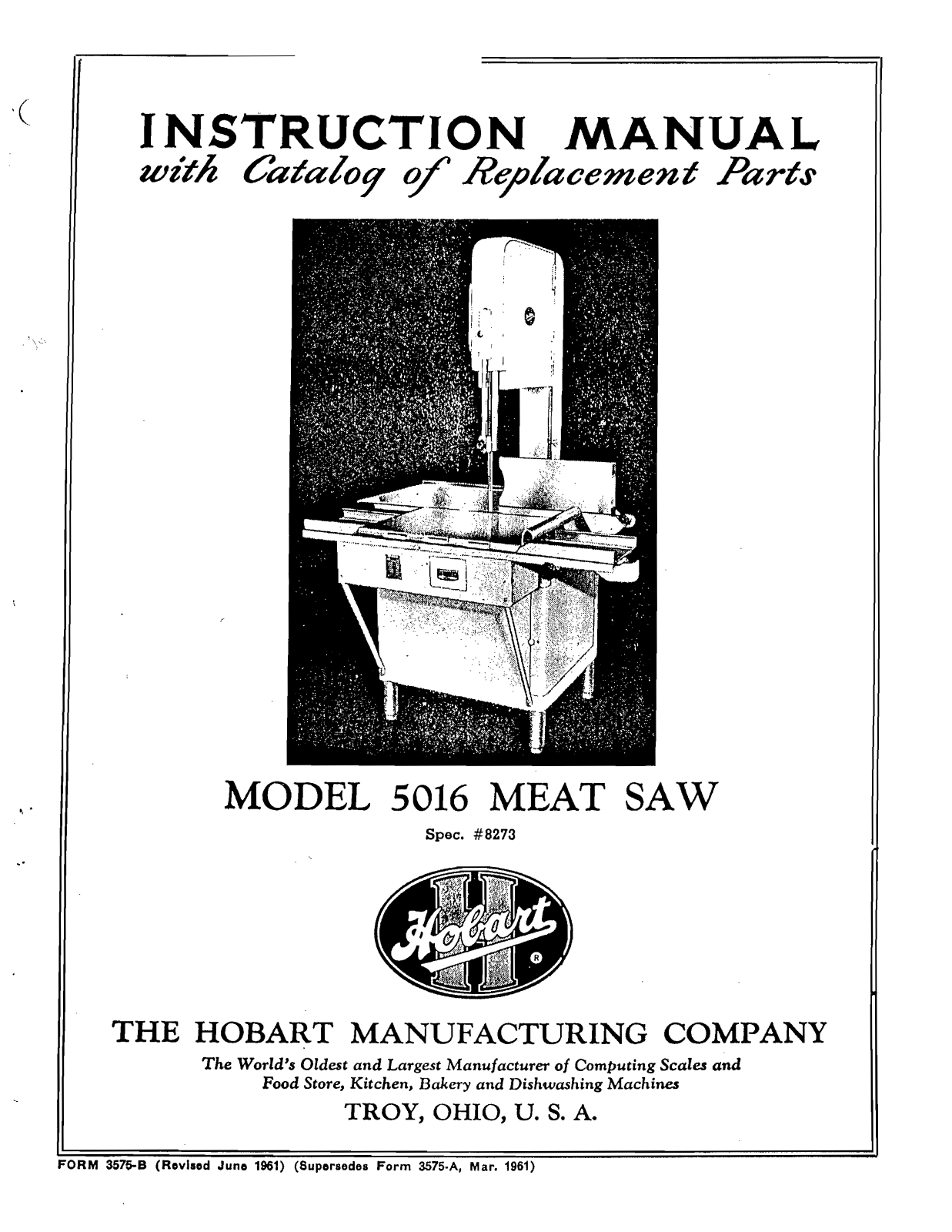 Hobart 5016 User Manual