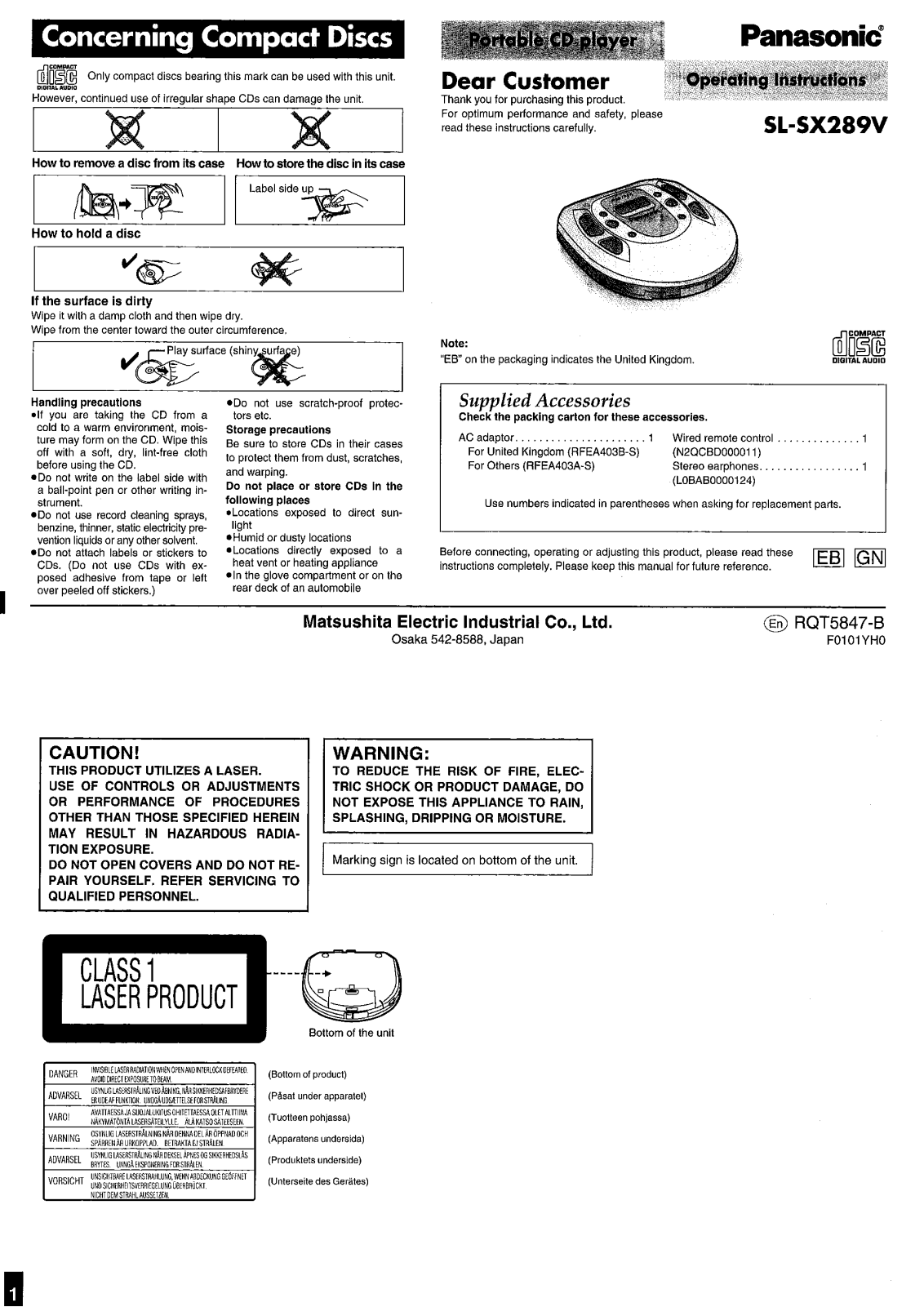 Panasonic SL-SX289V User Manual