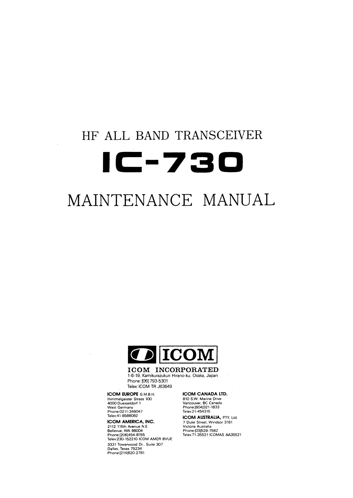 Icom IC-730 Service Manual