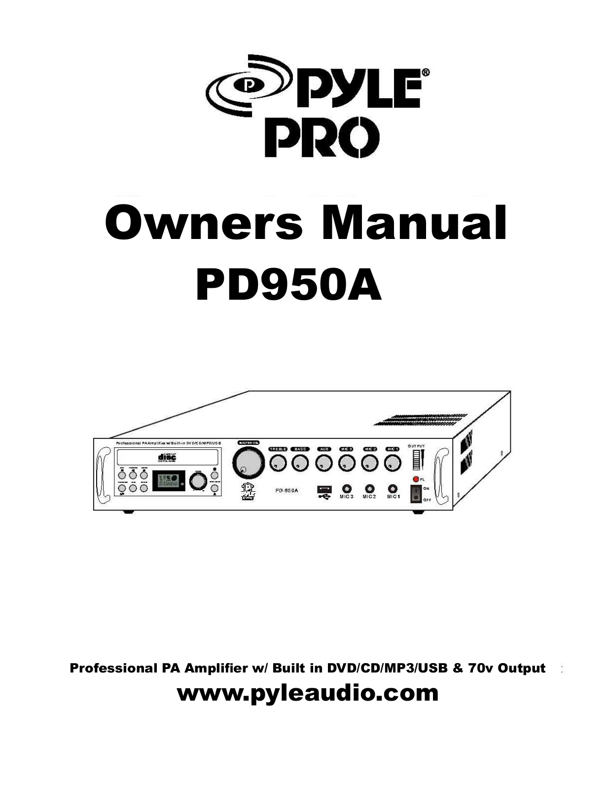 PYLE Audio PD950A User Manual