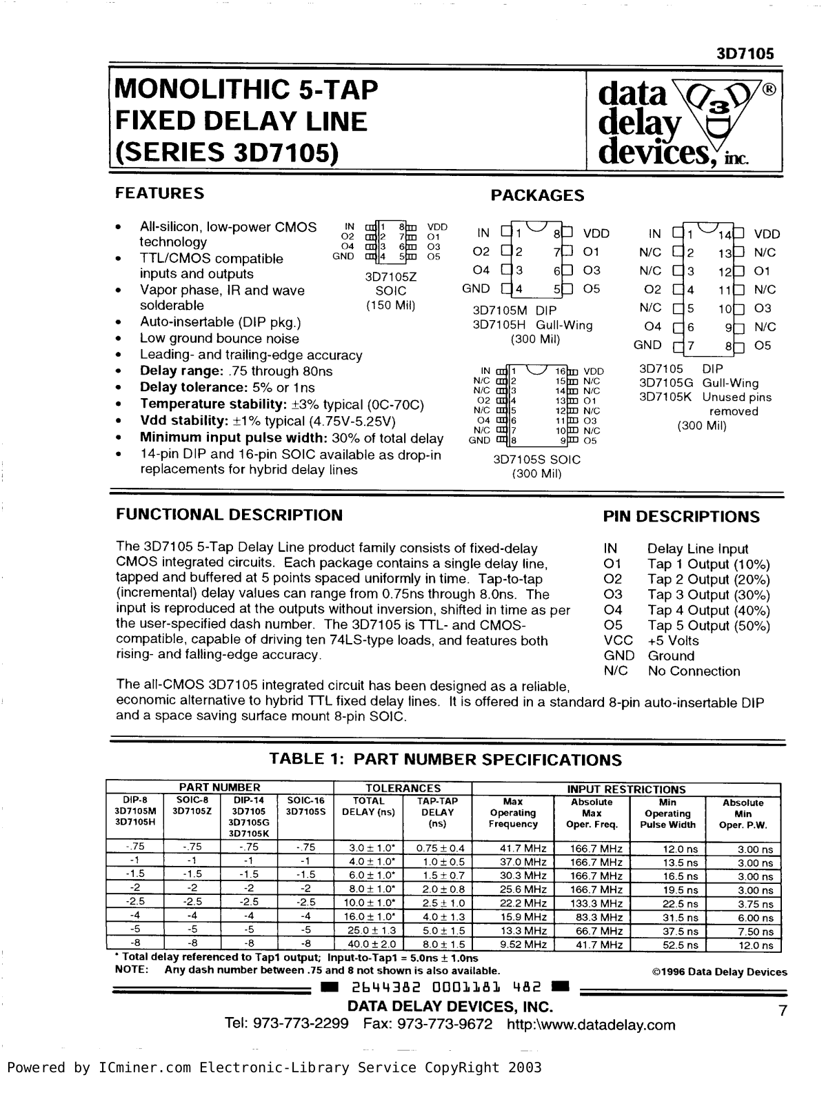 data delay devices 3D7105 Service Manual