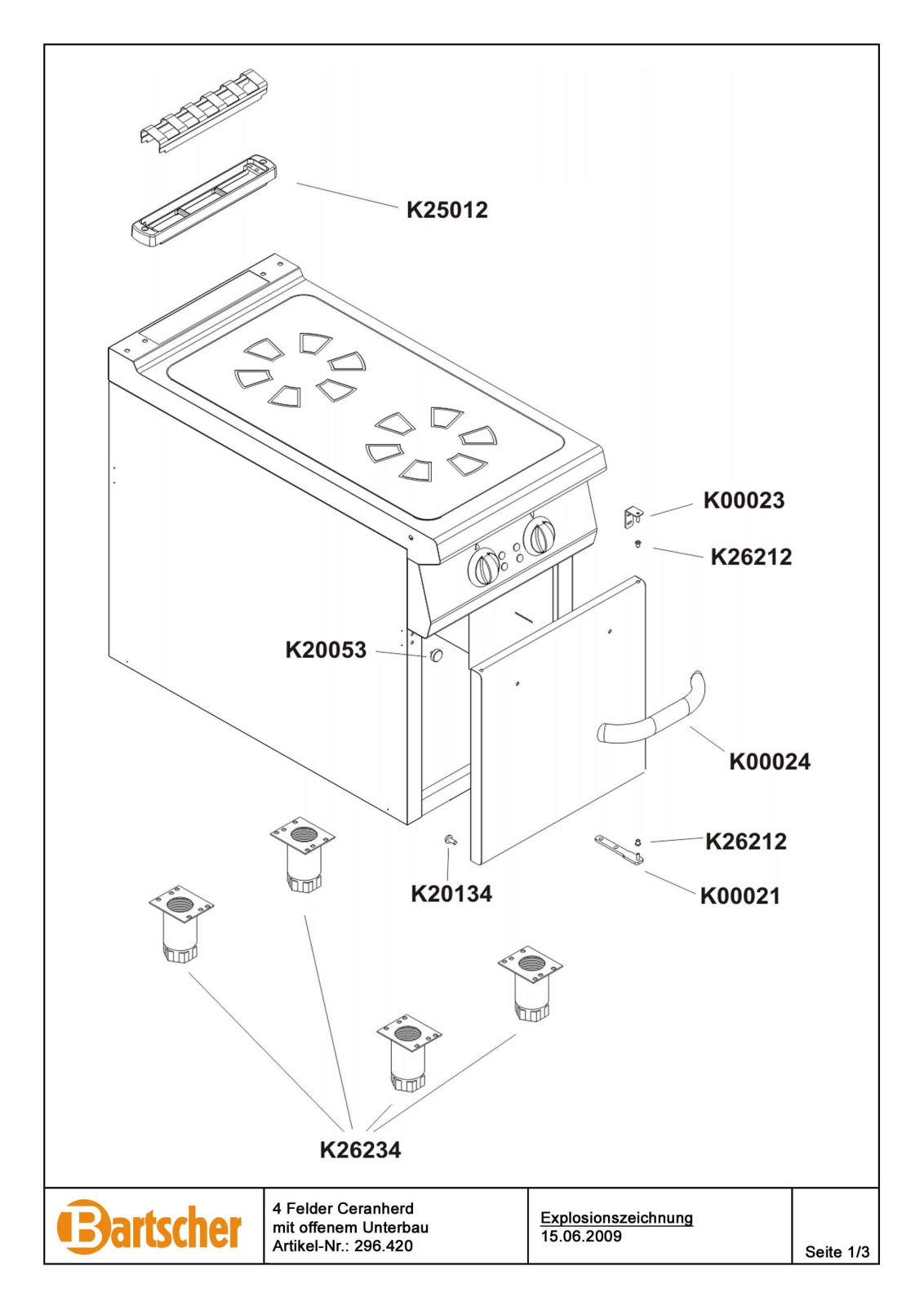 Bartscher 296420 Parts list