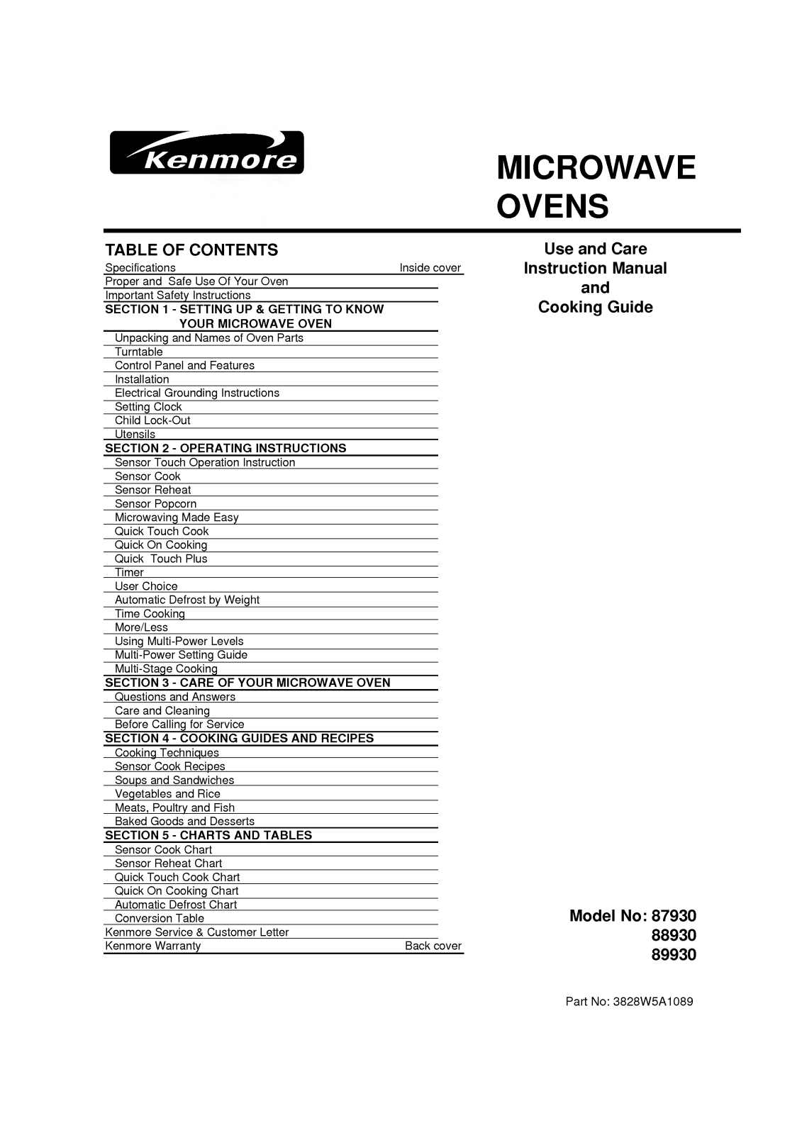 LG 89930, 88930, 87930 User Manual