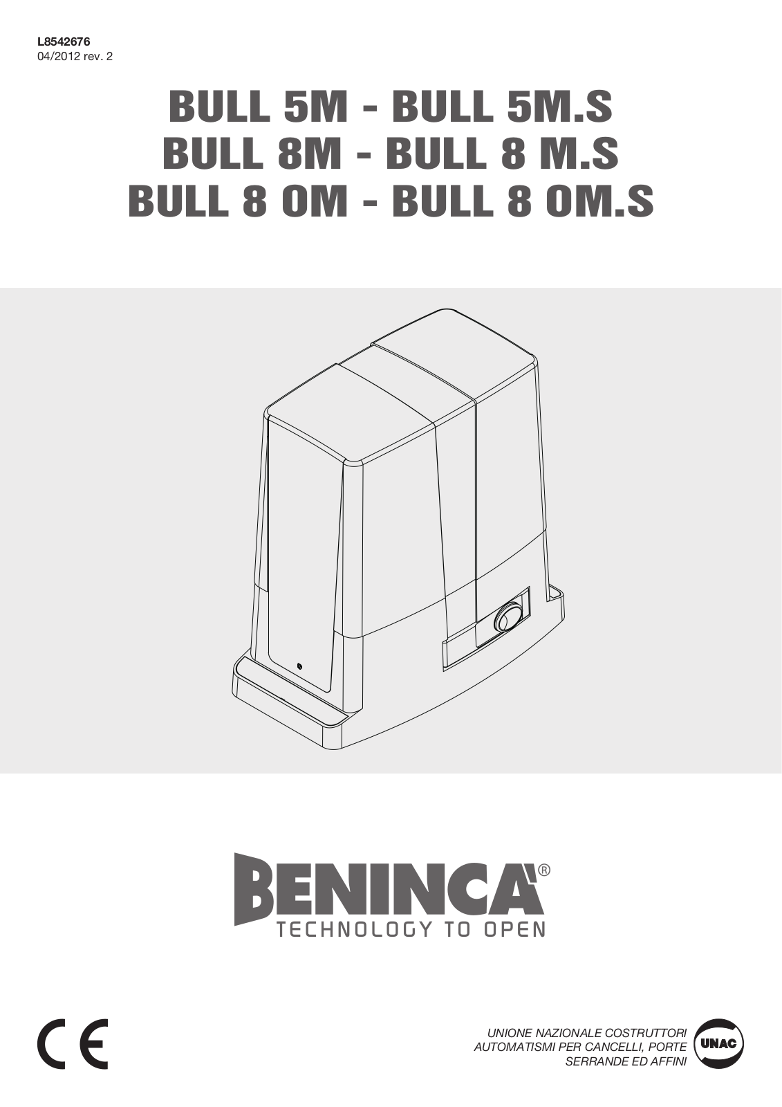 Beninca Bull 5M, Bull 8M, Bull 80M User Manual